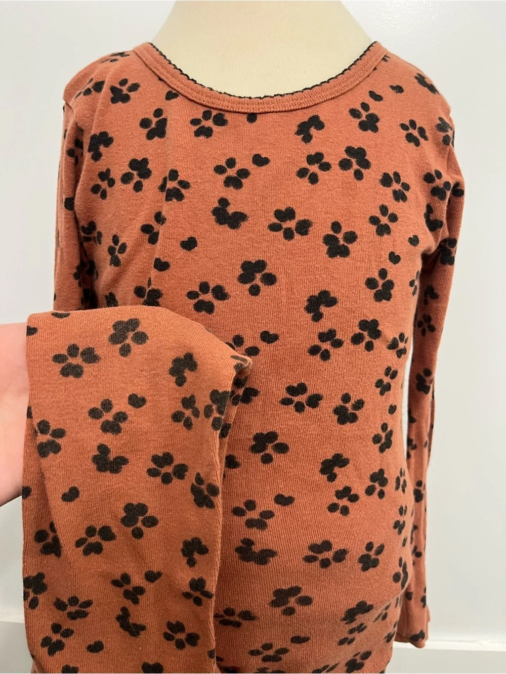 Girls Brown Floral Print Long Sleeve Top